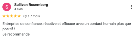 Évaluation de Sullivan Rosemberg sur Econathur : "entreprise de confiance, réactive, efficace et avec un bon contact humain".