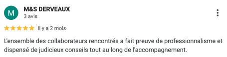 Avis positif d’un client saluant le professionnalisme de l’équipe d'Econathur et la qualité des conseils reçus.
